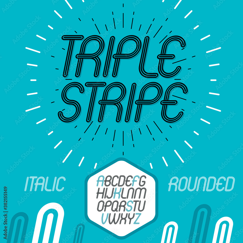 Poster vector cool capital alphabet letters collection. retro rounded type font, script from a to z best fo