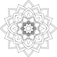 Easy Mandala coloring book simple and basic for beginners, seniors and children. Set of Mehndi flower pattern for Henna drawing and tattoo. Decoration in ethnic oriental, Indian style.