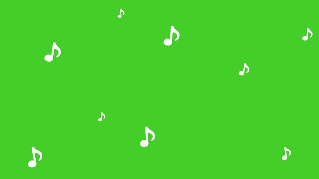 Green screen musical note streaming up in melody. 4K