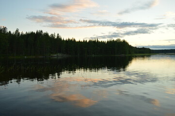 Obraz premium Sunset in the beautiful Finnish Lake District, Finland