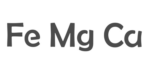 Vector Icon of the Periodic Table of Mendeleev - Ca, Fe, Mg. Chemical element Ca with atomic mass designation, Electronic configuration, Melting point, Boiling point and name. Text: Calcium.