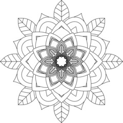 Easy Mandala coloring book simple and basic for beginners, seniors and children. Set of Mehndi flower pattern for Henna drawing and tattoo. Decoration in ethnic oriental, Indian style.