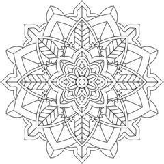Easy Mandala coloring book simple and basic for beginners, seniors and children. Set of Mehndi flower pattern for Henna drawing and tattoo. Decoration in ethnic oriental, Indian style.