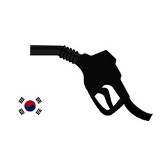 Gasoline pump gun and south korea flag on white background