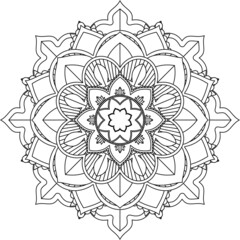 Easy Mandala coloring book simple and basic for beginners, seniors and children. Set of Mehndi flower pattern for Henna drawing and tattoo. Decoration in ethnic oriental, Indian style.