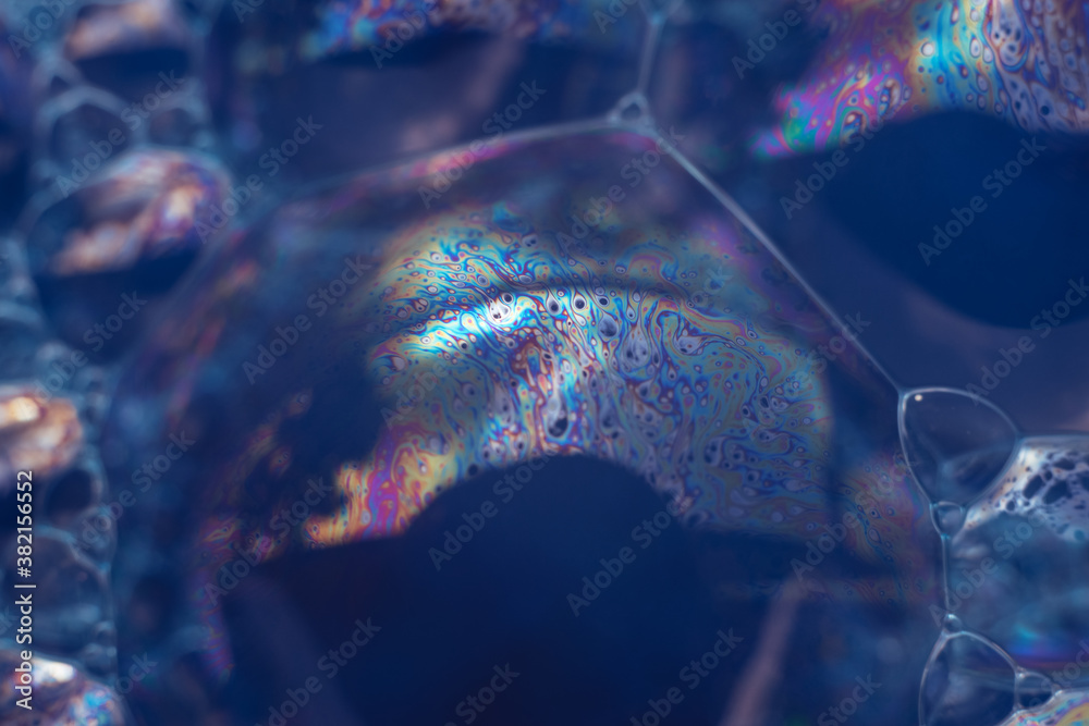 Aufkleber Beautiful abstract blue bubbles background pattern texture for design . Macro view.