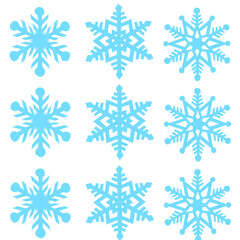 Fototapeta na wymiar Blue snowflakes on a white background