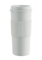 Large Travel Coffee Cup Made of White Wheat Straw. 3D Render Isolated on White.