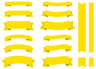 様々な太さのシンプルなタイトルリボンセット 黄色