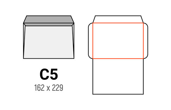 C5 Envelope Mockup A5 White Template Cut Size