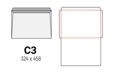 C3 envelope mockup a3 white template cut size