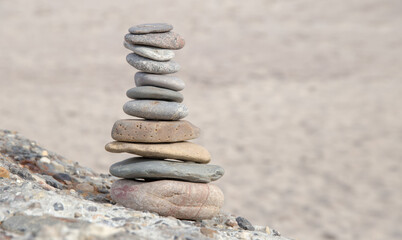 The balanced stones at the beach