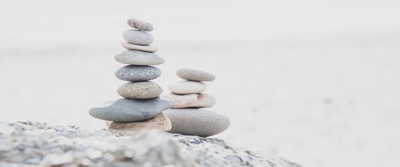 The balanced stones at the beach