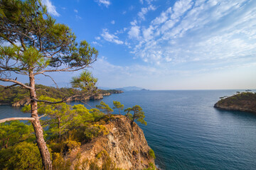 Fototapeta na wymiar Mediterranean Sea nature landscape. Turkey, Fethiye Bay.