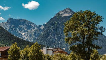 Fototapeta na wymiar Beautiful alpine view at the famous Achensee, Pertisau, Tyrol, Austria