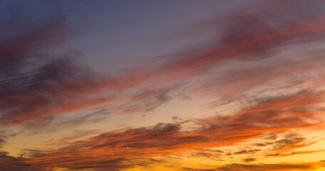 Beautiful and warm colored sunset sky.