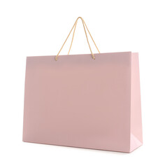 Pink paper shopping bag isolated on white
