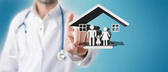 Fototapeta na wymiar Family care and protection insurance concept