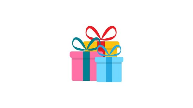animation of gift icon on white background. 4k video	
