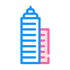 skyscraper building color icon vector flat illustration