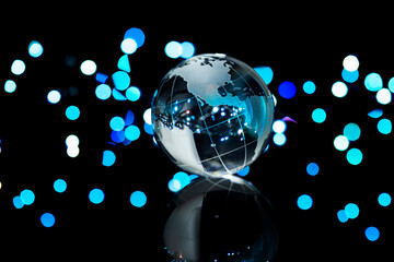 Fototapeta na wymiar GLOBE ball on blue