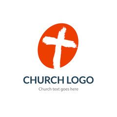 Obraz premium Logo church road cross Jesus mountain catholic dove religion. Worship pray church logo