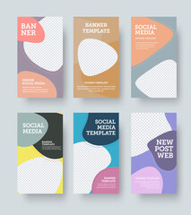 Vector banner with color geometric illustration, stories template with design presentation.