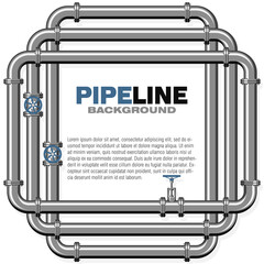 Pipeline vector background in flat style. Pipes with taps.