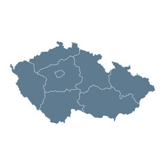 Fototapeta na wymiar Czech Republic Map - Vector Solid Contour and State Regions