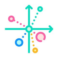 scatter chart color icon vector flat illustration