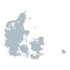 Fototapeta na wymiar Denmark Map - Vector Pixel Solid Contour