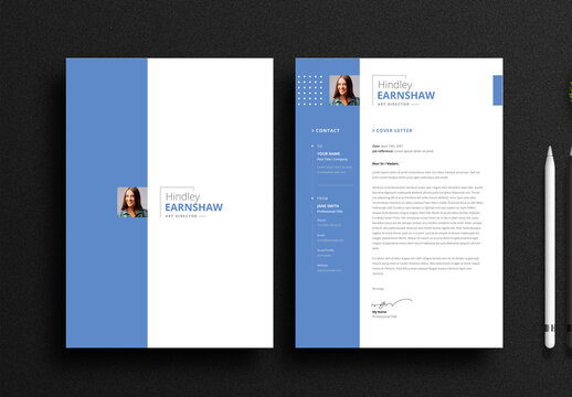 Creative Blue Resume with Cover Letter and Portfolio