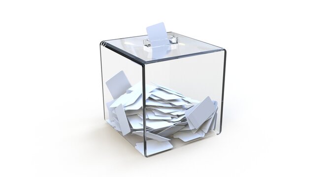 full ballot box on white background