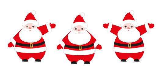 Happy Santa Claus icons set. Santa icons with different hand positions