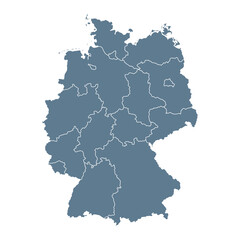Germany Map - Vector Solid Contour and State Regions