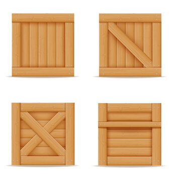 wooden box for the delivery and transportation of goods made of wood cartoon stock vector illustration