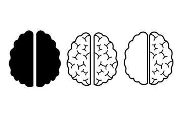 Set of human brain icons. Vector EPS10 illustration.