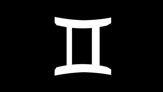 Golden Gemini Twins Astrological Zodiac sign. Alpha Channel, Loop, 4k