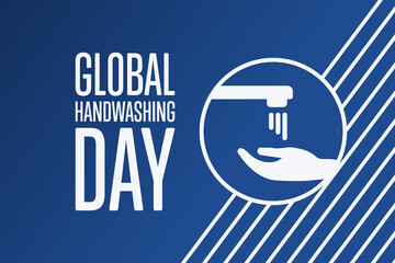 Global Handwashing Day. October 15. Holiday concept. Template for background, banner, card, poster with text inscription. Vector EPS10 illustration.