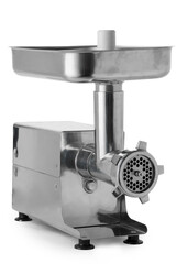 Metal meat grinder isolated on white background