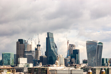 Fototapeta na wymiar Daytime cityscape skyline of London downtown modern business center skyscrapers on the background