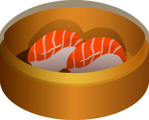 Saumon japanese food illustration on tradition asian style