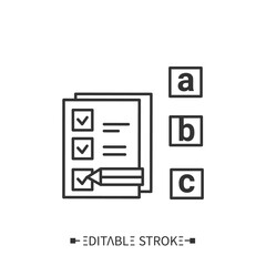 Language test line icon. Knowledge checking. Educational achievement. Foreign languages learning methods and educational testing service concept. Isolated vector illustration.Editable stroke