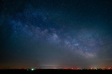 Milky Way over farmland in Michigan
