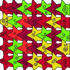 The stars are superimposed on each other. There are curls inside them.