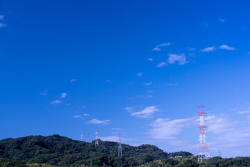 blue sky and tower in the mountains