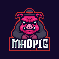 Mad pig team e-sport mascot logo emblem