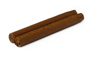 Bunch of hand rolled cigars isolated on white