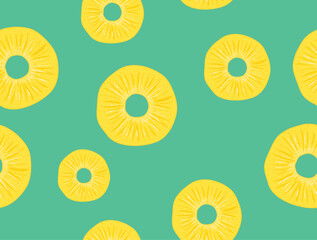 Vector pineapple seamless pattern slice illustration. Fruit pineapple tropical background