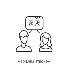 Language practice icon. Speaking practice. Foreign languages learning methods and translation education concept. Practical language dialog. Isolated vector illustration. Editable stroke